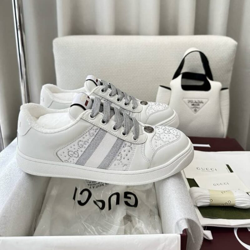 Alternative view of GUCCI WOMEN'S GG CTYSTAL SCREENER SNEAKER WHITE ‎732193 FADQ7 9096