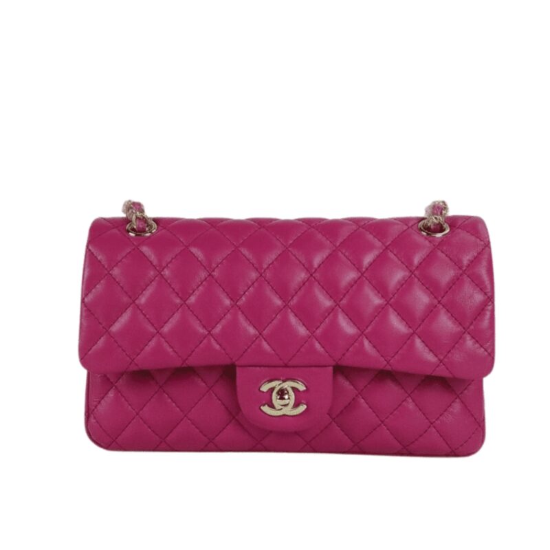 CHANEL CLASSIC MEDIUM FLAP PINK AND GOLD 25CM
