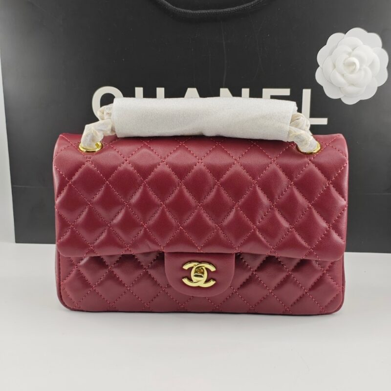 Alternative view of CHANEL CLASSIC 11.12 HANDBAG GOLD TONE METAL BURGUNDY 25CM A01112 Y04059 NZV44