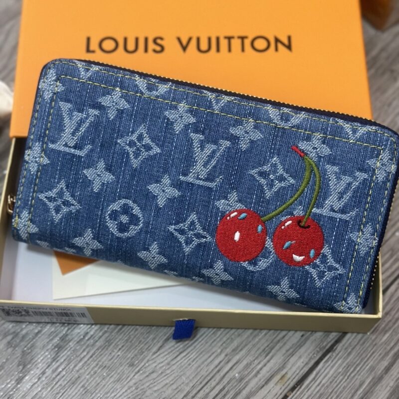 Alternative view of LOUIS VUITTON X MURAKAMI ZIPPY WALLET MONOGRAM CHERRY DENIM BLUE 19CM M23161