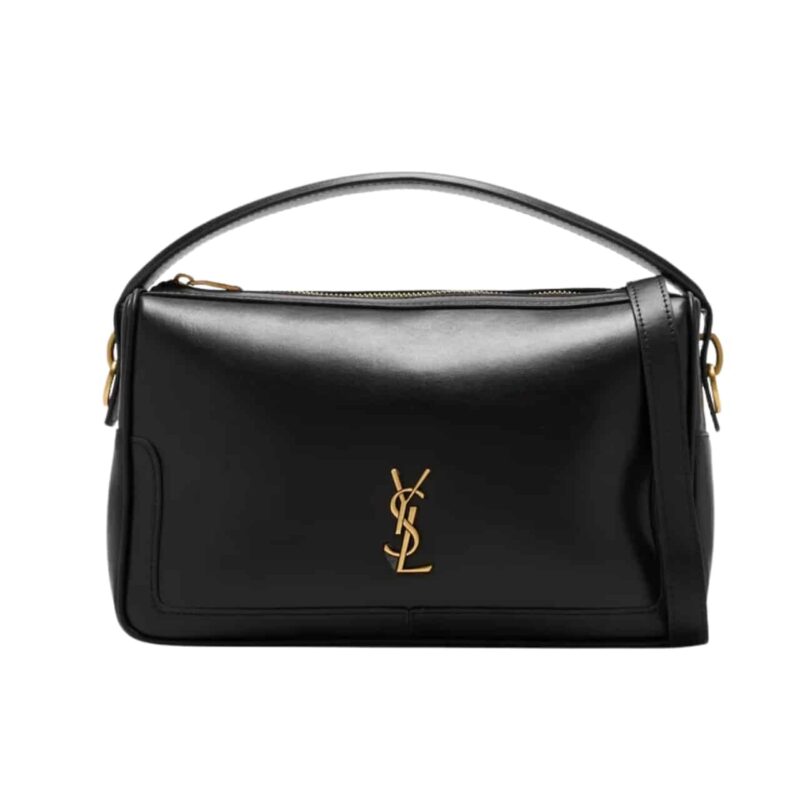 SAINT LAURENT CAMERA SUPPLE LEATHER BAG BLACK 29CM