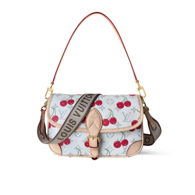 LOUIS VUITTON X TAKASHI MURAKAMI DIANE BAG MONOGRAM CHERRY WHITE 25CM