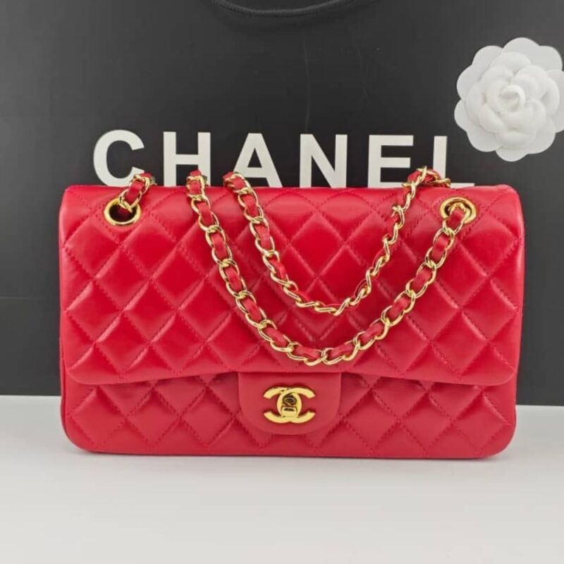 Alternative view of CHANEL MEDIUM CLASSIC DOUBLE FLAP RED GOLD HARDWARE 25CM