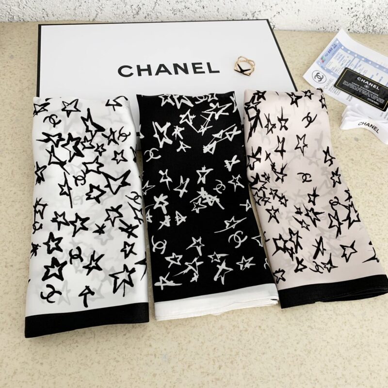 Alternative view of CHANEL SILK CC STAR SCARF BLACK