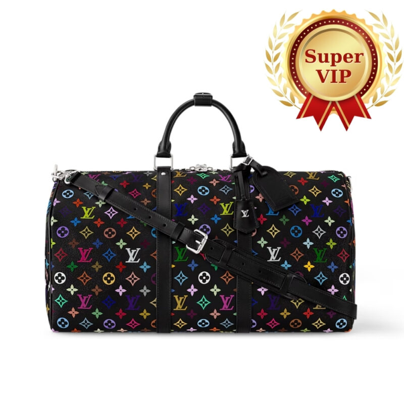 [SUPER VIP 1:1] LOUIS VUITTON X TAKASHI MURAKAMI KEEPALL BANDOULIÈRE 50 BLACK 50CM M13745