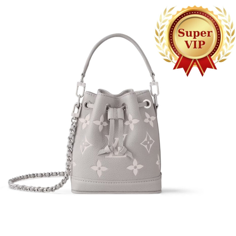 [SUPER VIP 1:1] LOUIS VUITTON NANO NOÉ BRUME GRAY AND WHITE QUARTZ 16CM M14224