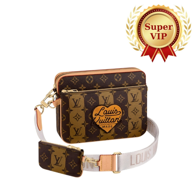 [SUPER VIP 1:1] LOUIS VUITTON TRIO MESSENGER BAG MONOGRAM STRIPES BROWN 25CM M45965