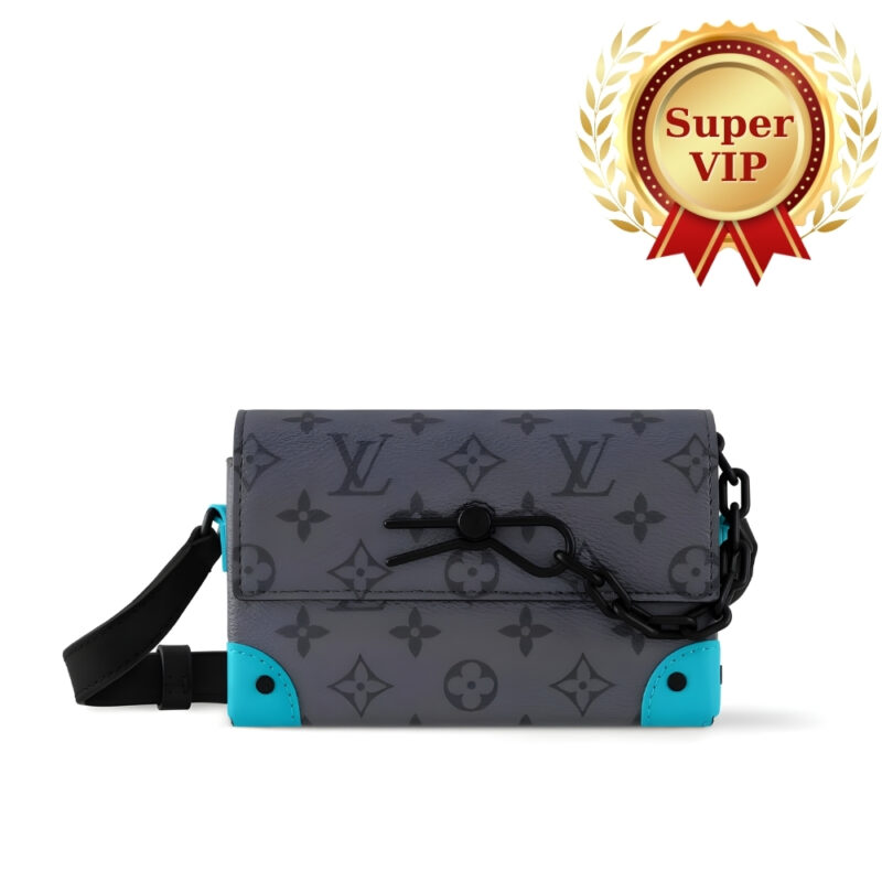 [SUPER VIP 1:1] LOUIS VUITTON STEAMER WEARABLE WALLET MONOGRAM ECLIPSE REVERSE TURQUOISE 18CM M11496