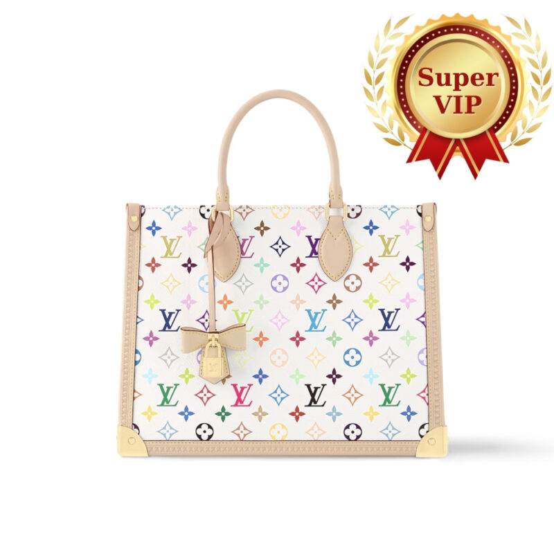[SUPER VIP 1:1] LOUIS VUITTON X MURAKAMI ONTHEGO MM BAG WHITE 35CM M13079