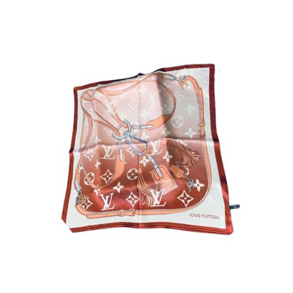 LOUIS VUITTON STRAPS SQUARE SCARF BROWN