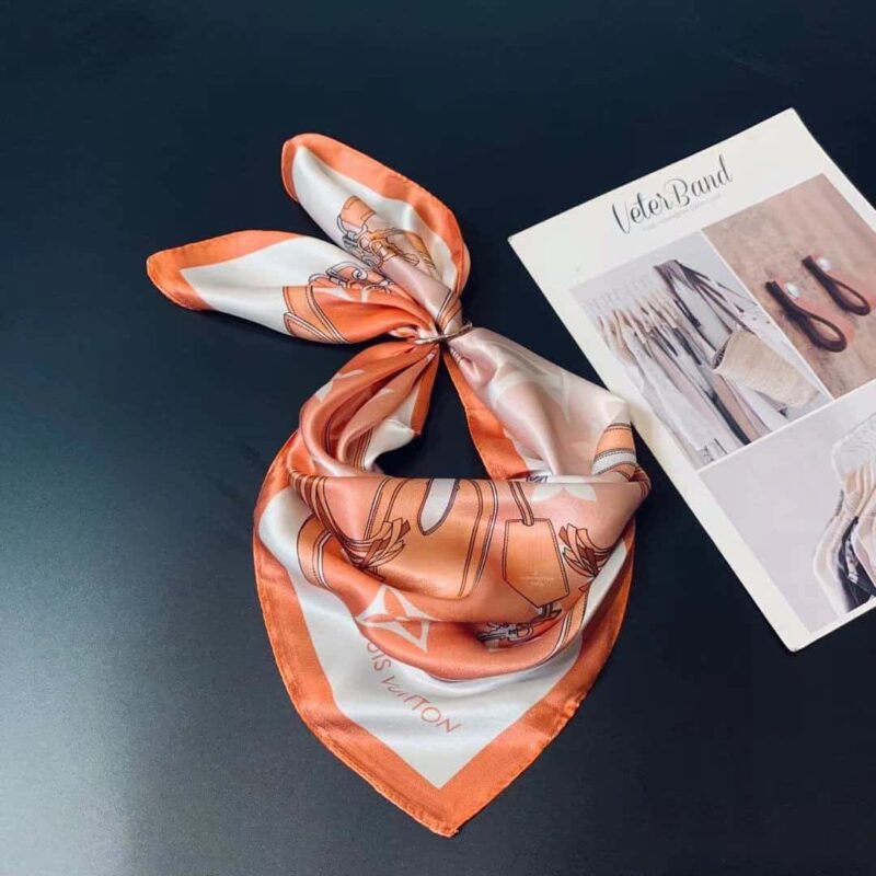 Alternative view of LOUIS VUITTON STRAPS SQUARE SCARF ORANGE