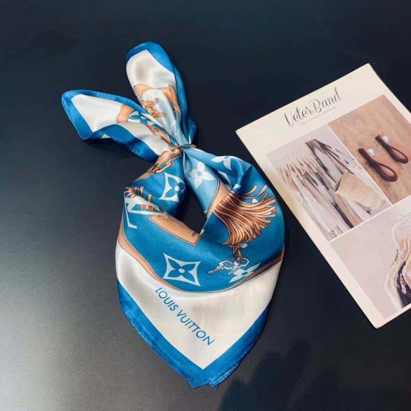 Alternative view of LOUIS VUITTON STRAPS SQUARE SCARF BLUE