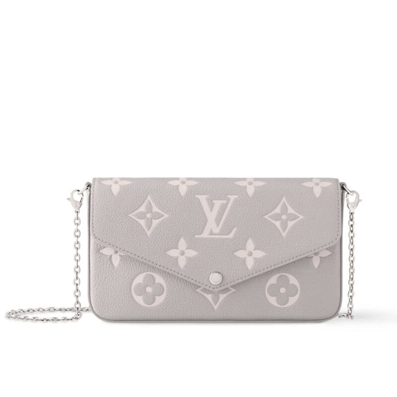 LOUIS VUITTON FÉLICIE POCHETTE MONOGRAM BRUME GRAY 21CM M14227