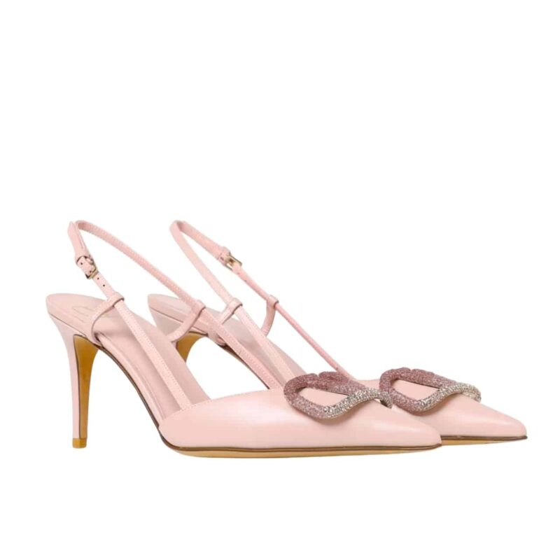 VALENTINO GARAVANI VLOGO POINTED TOE SLINGBACK PUMP PINK