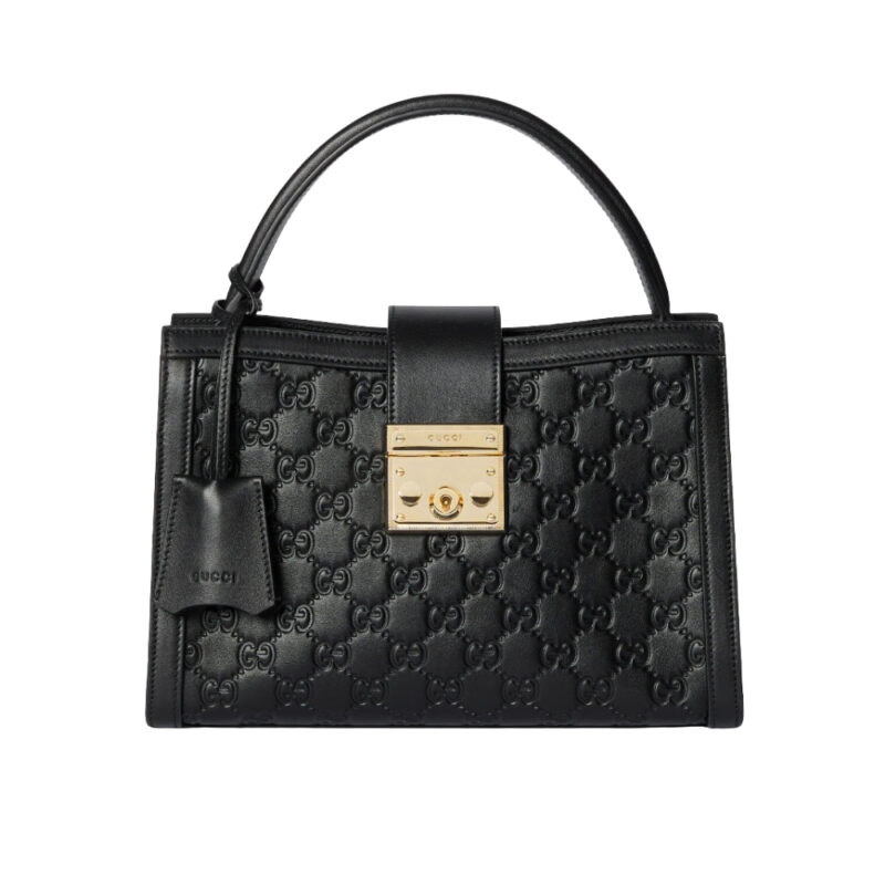 GUCCI PADLOCK MEDIUM TOP HANDLE BAG BLACK 25CM 838992 AAFDV 1000