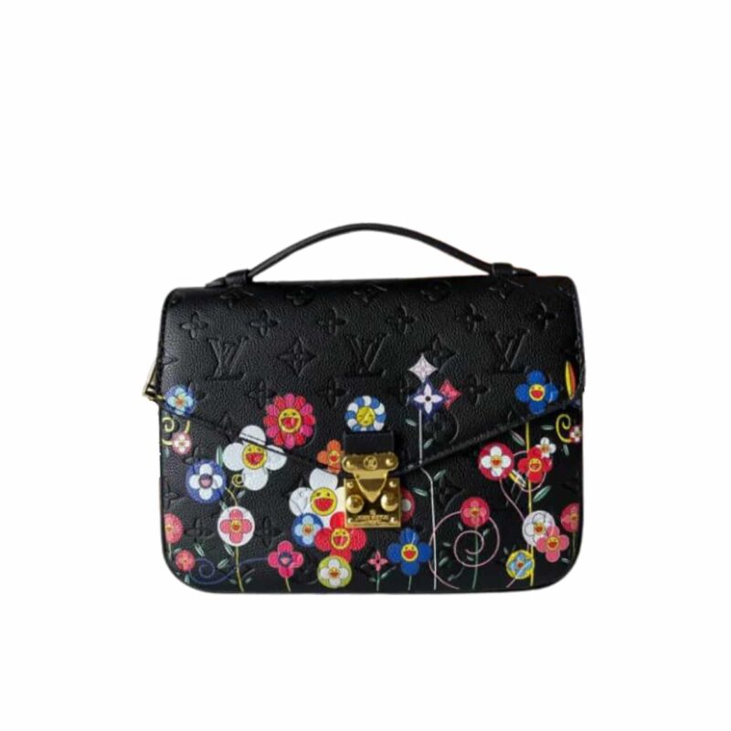 LOUIS VUITTON X TAKASHI MURAKAMI POCHETTE MÉTIS BAG BLACK 25CM