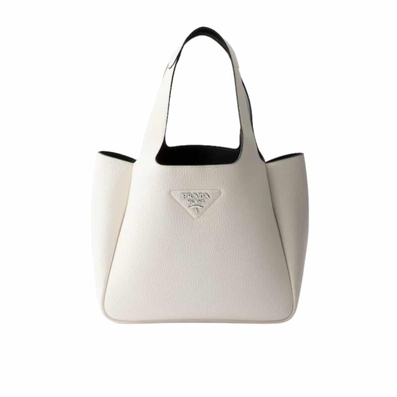 PRADA SMALL LEATHER TOTE BAG WHITE 24CM 1BG335 2DKV F0QO3 V ONM