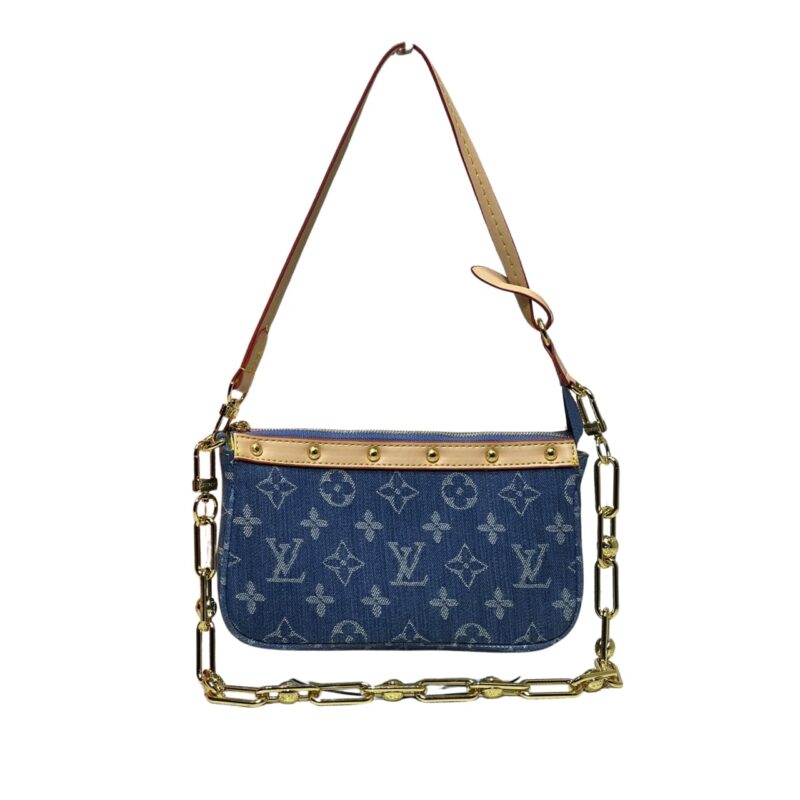 LOUIS VUITTON POCHETTE ACCESSOIRES WASHED DENIM BLUE 22CM