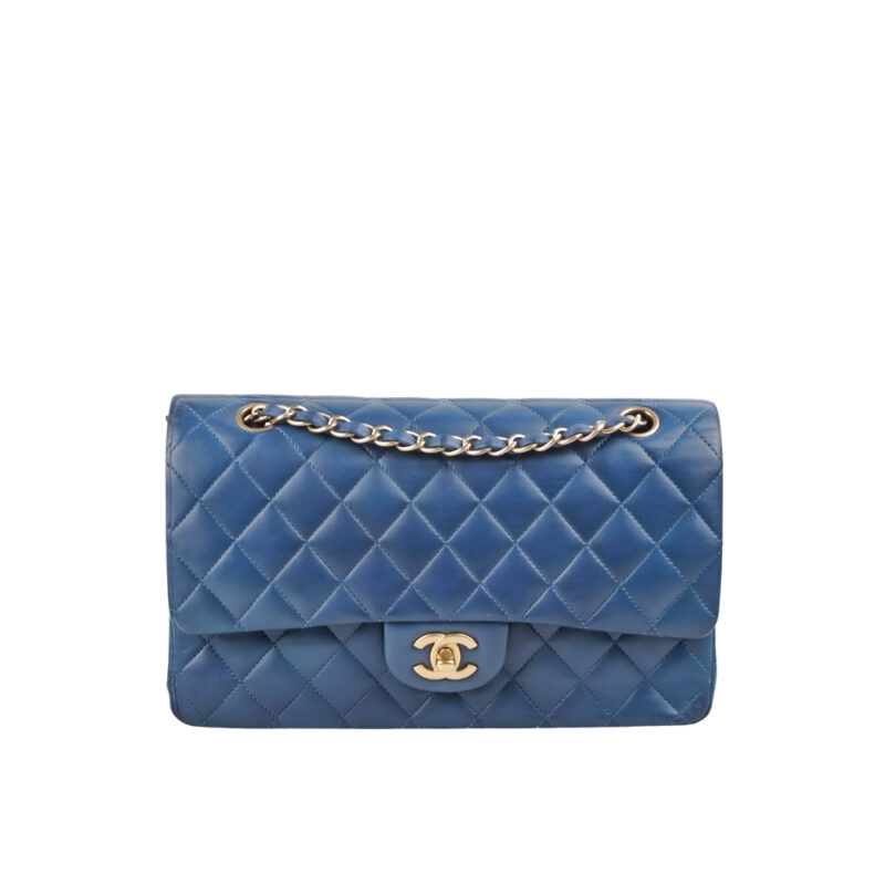 Chanel Classic Medium Flap Navy And Gold 25Cm