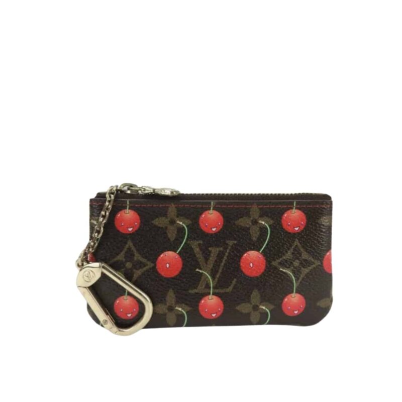 LOUIS VUITTON X MURAKAMI KEY POUCH MONOGRAM CERISES BROWN 11CM