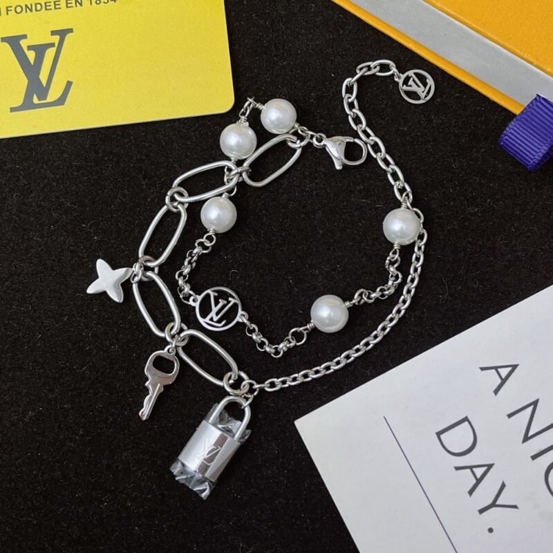 Alternative view of LOUIS VUITTON LV MIX CHAINS ARMBAND SILVER M1380A