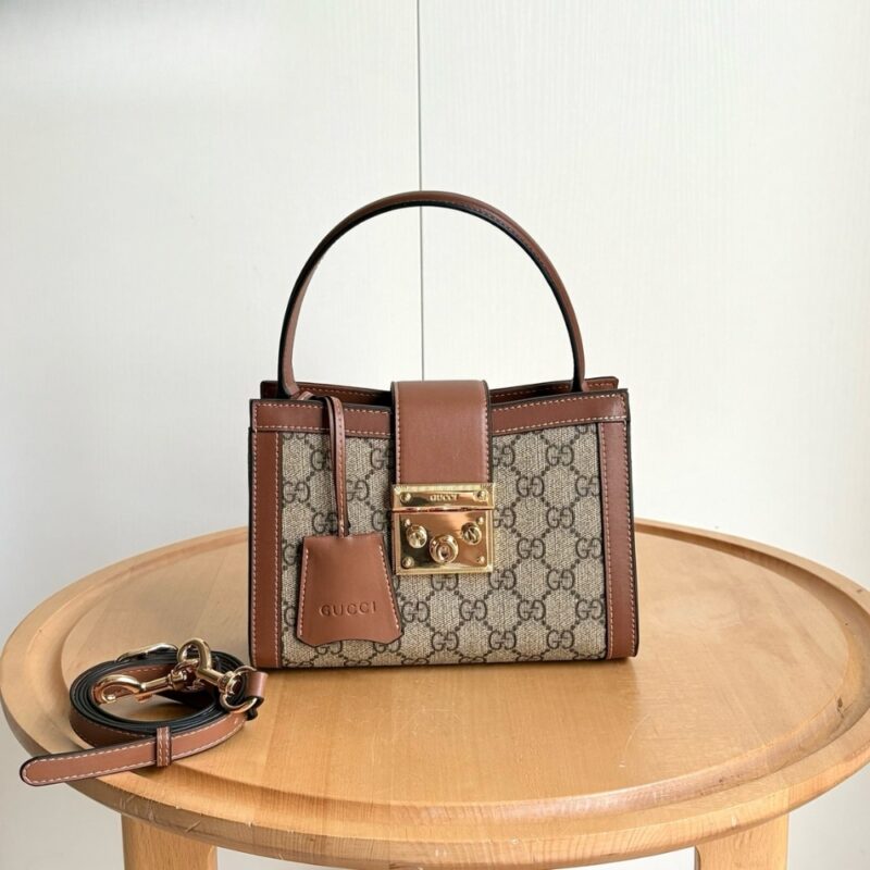 Alternative view of GUCCI PADLOCK SMALL TOP HANDLE BAG BEIGE AND DARK BROWN 20CM ‎‎841653 FAD6L 9758