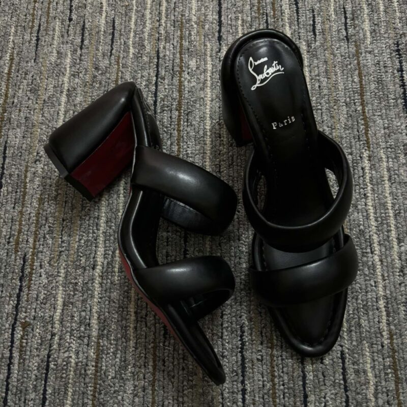 Alternative view of CHRISTIAN LOUBOUTIN INFLAMA SAB BLACK LEATHER SANDAL 1230780B439