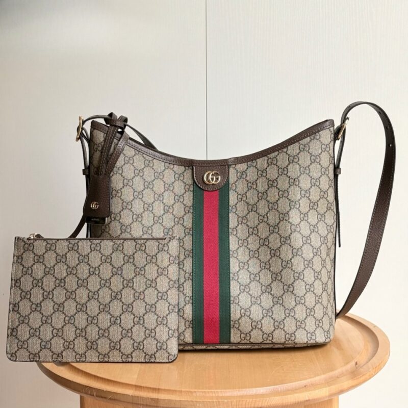 Alternative view of GUCCI OPHIDIA LARGE SHOULDER BAG BEIGE AND DARK BROWN 33CM ‎836871 FAE0K 9853