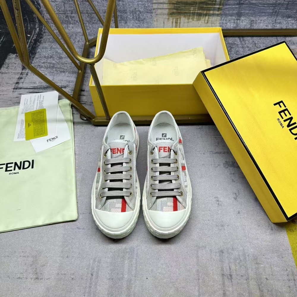 FENDI DOMINO SNEAKERS GRAY BEIGE 8E8325ARIV F1SZE - Image 2