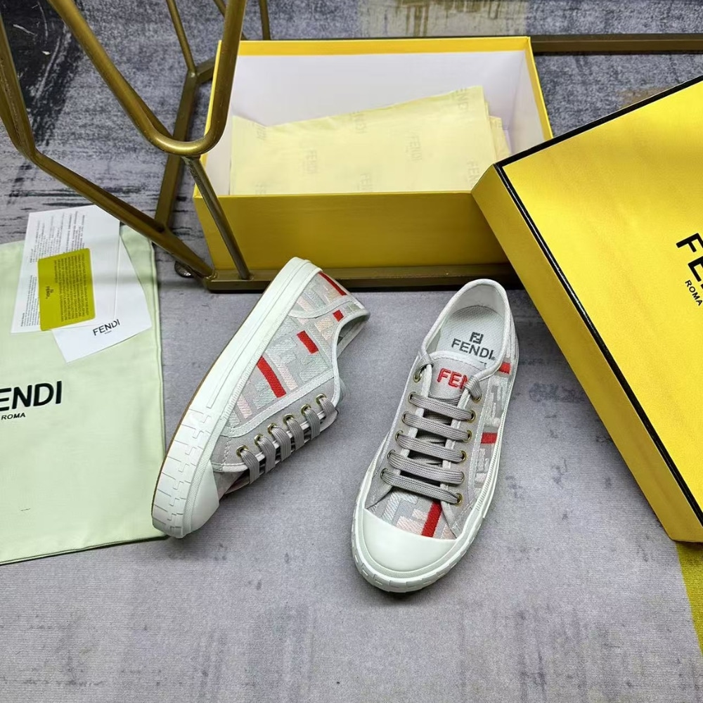 FENDI DOMINO SNEAKERS GRAY BEIGE 8E8325ARIV F1SZE - Image 3