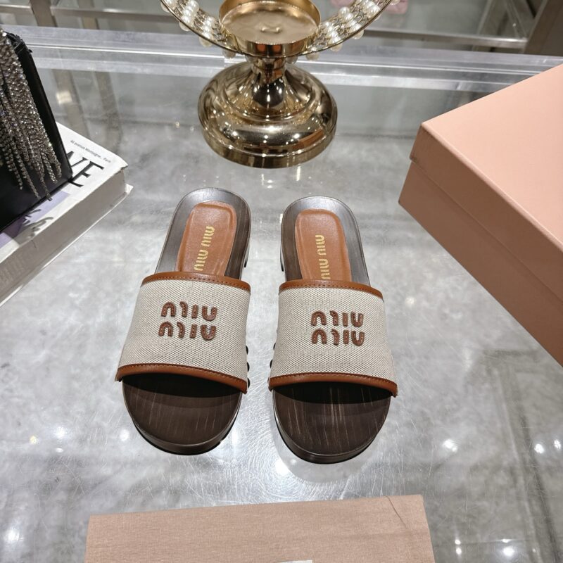Alternative view of MIU MIU CANVAS AND LEATHER CLOGS BEIGE 5Z445E Q1D F062F F 030