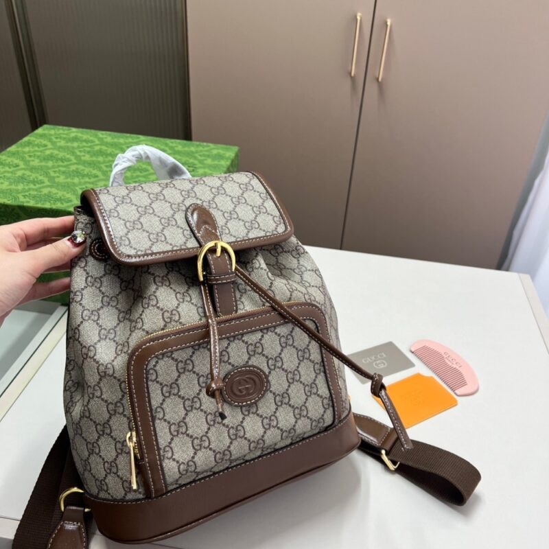 Alternative view of ICONIC SET: GUCCI BACKPACK WITH INTERLOCKING G & GG SUPREME CANVAS WALLET OPHIDIA KEY CASE