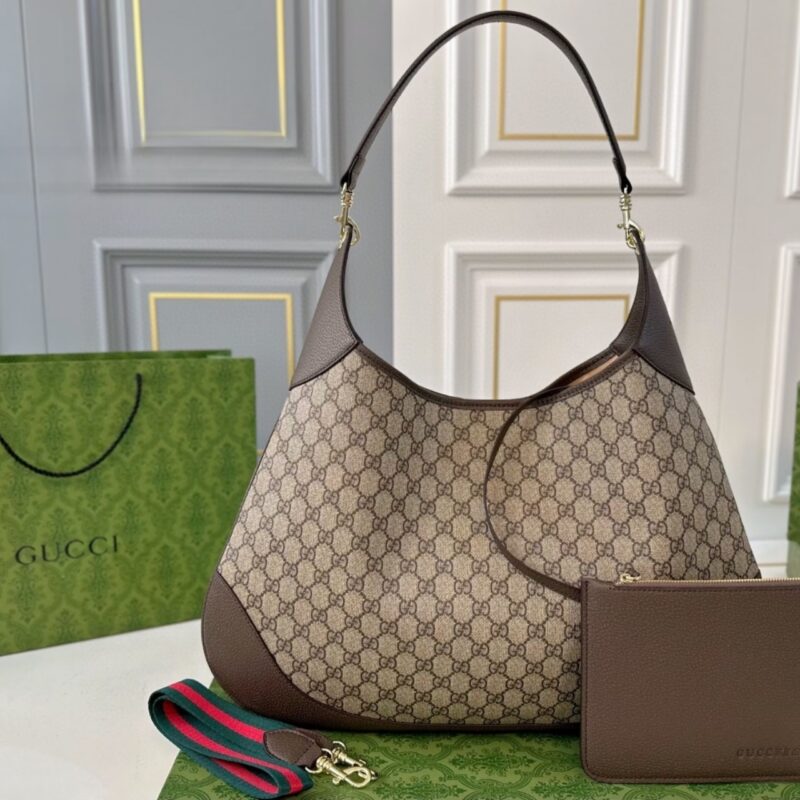 Alternative view of GUCCI B LARGE SHOULDER BAG BEIGE AND DARK GREY 50CM