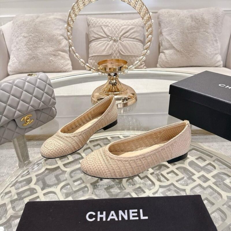 Alternative view of CHANEL BALLET FLAT RAFFIA WHITE AND BEIGE G46352 B19806 NAFBO