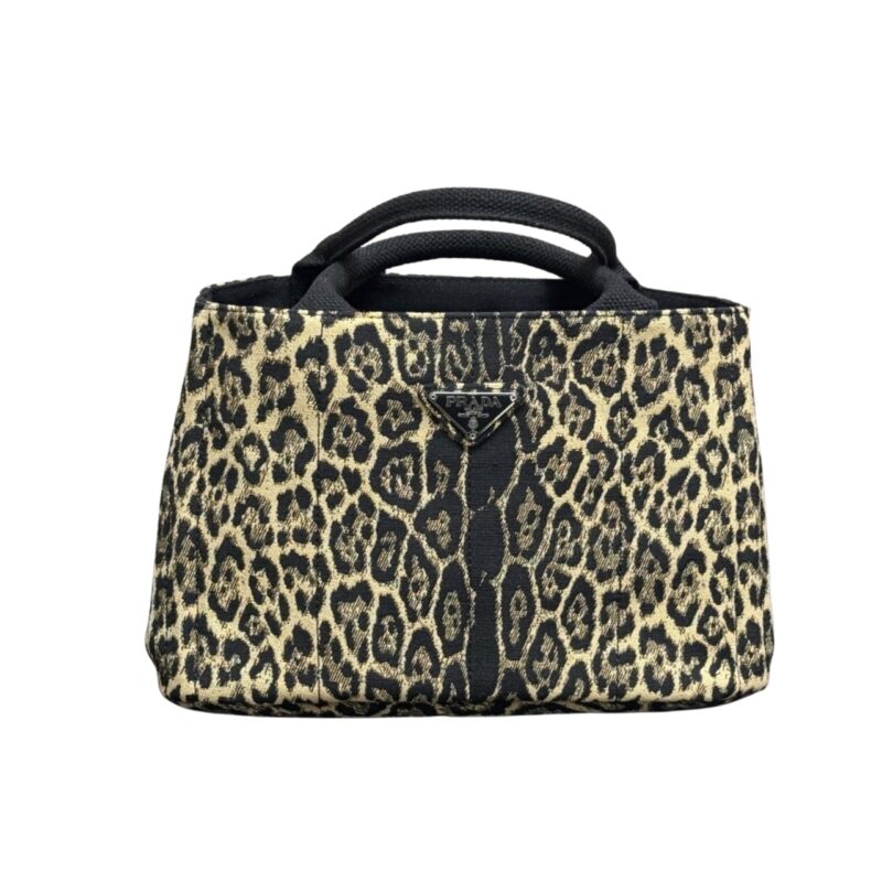 PRADA LEOPARD PRINT CANAPA CANVAS BROWN 30CM