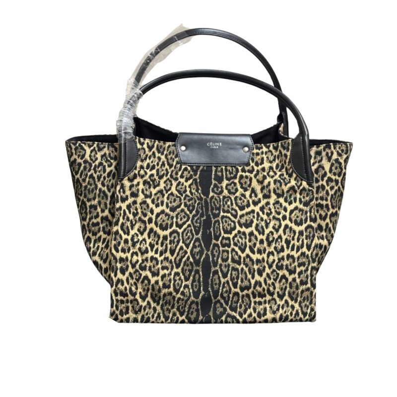 CELINE LEOPARD PRINT CANVAS TOTE BAG 32CM