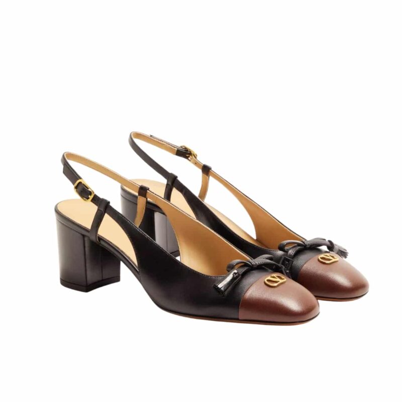 VALENTINO GARAVANI VALET DU ROI SLINGBACK PUMP BLACK AND  COFFE 7W2S0MH9DDT BXV