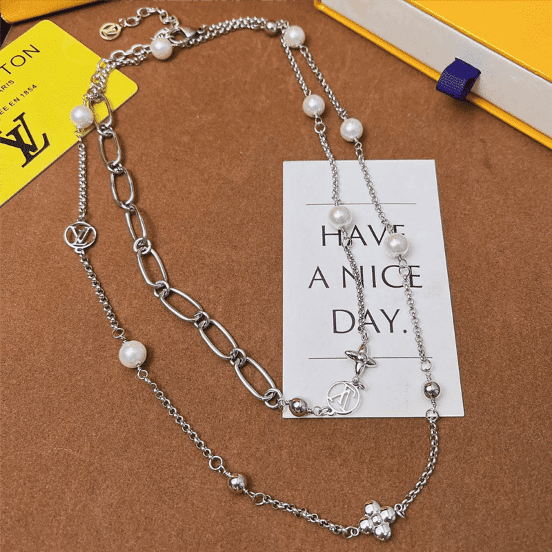 Alternative view of LOUIS VUITTON LV MIX CHAINS NECKLACE SILVER M02516