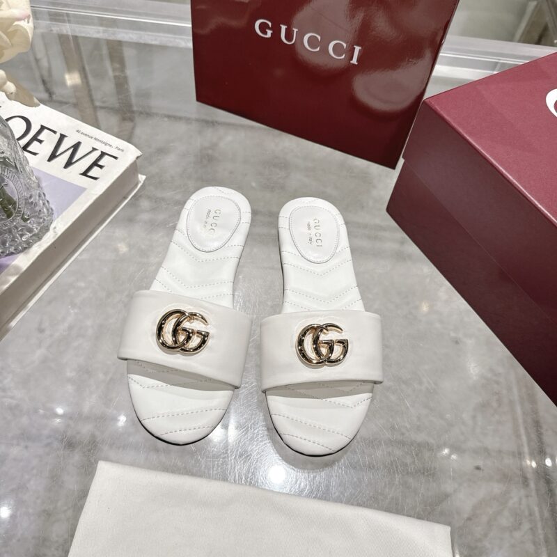 Alternative view of GUCCI WOMEN SLIDE SANDAL WITH DOUBLE G WHITE 832449 BKO00 9540