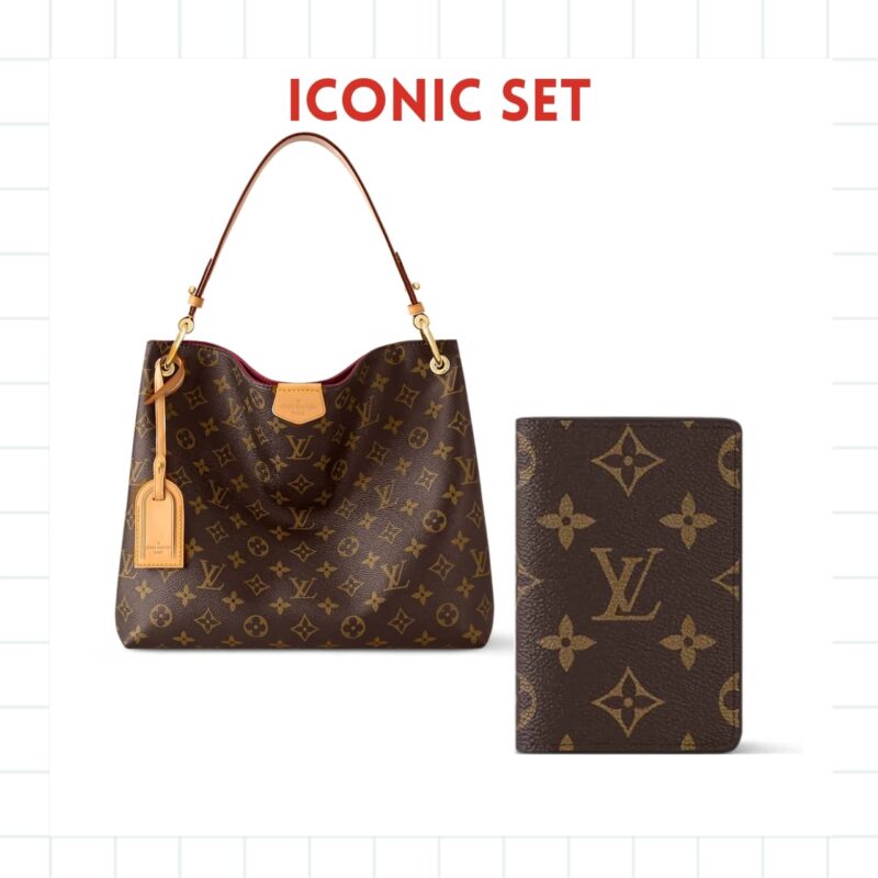ICONIC SET: LOUIS VUITTON GRACEFUL BAG & POCKET ORGANIZER MONOGRAM WALLET