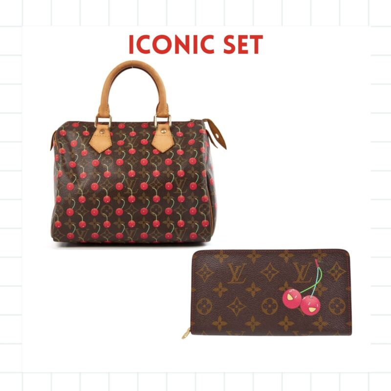 ICONIC SET: LOUIS VUITTON X TAKASHI MURAKAMI CERISE SPEEDY 25 & CHERRY PORTE MONNAIE ZIPPY WALLET