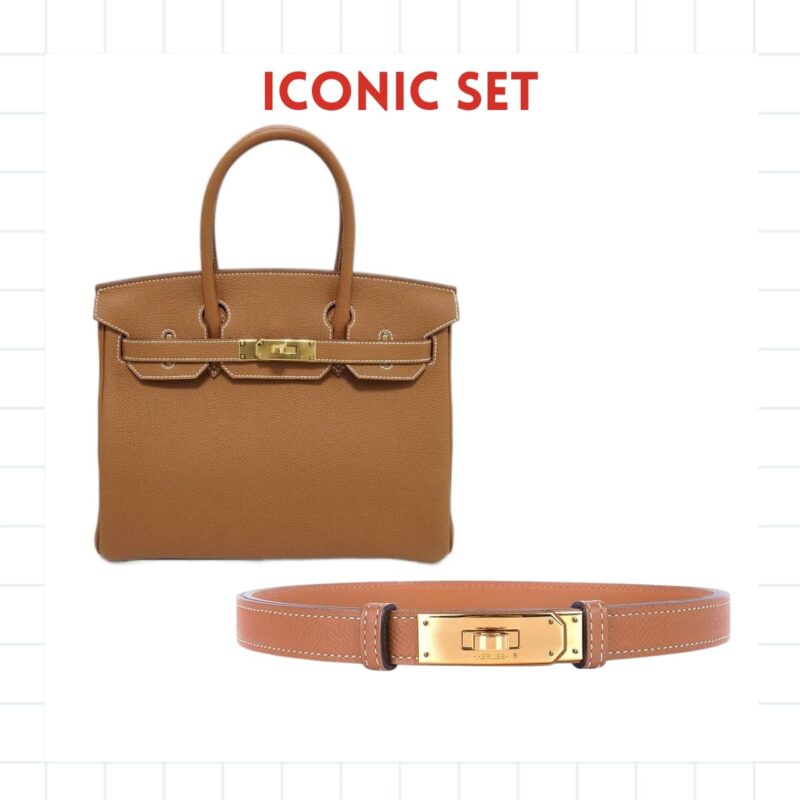 ICONIC SET: HERMES BIRKIN 25 TOGO & KELLY POCKET MULTICOLORE BELT