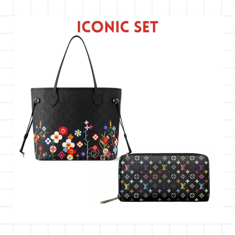 ICONIC SET: LOUIS VUITTON X TAKASHI MURAKAMI SUPERFLAT NEVERFULL MM & ZIPPY WALLET