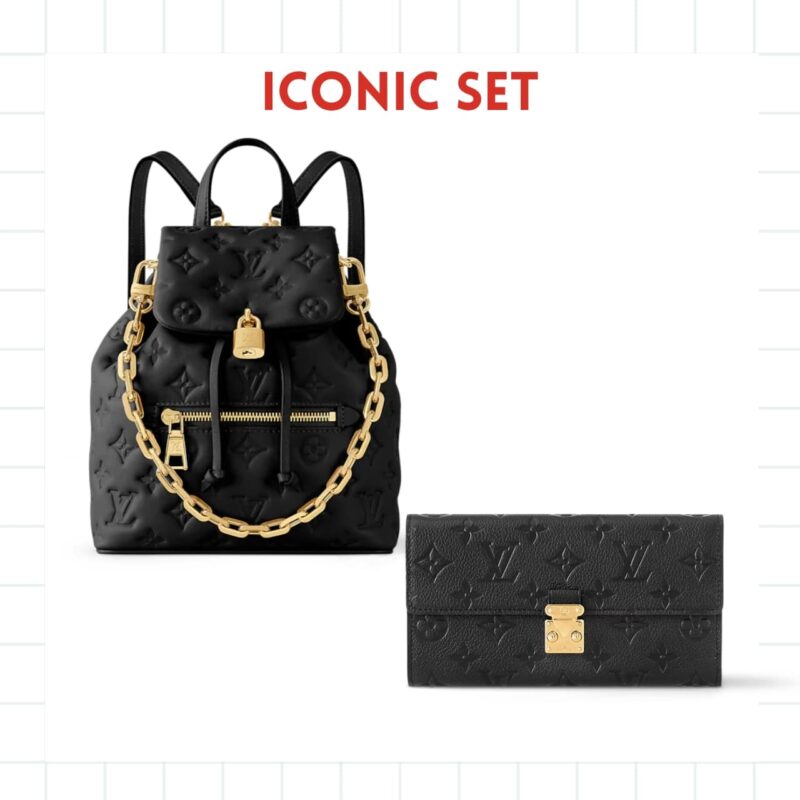 ICONIC SET: LOUIS VUITTON COUSSIN BACKPACK PM & SARAH WALLET MONOGRAM EMPREINTE
