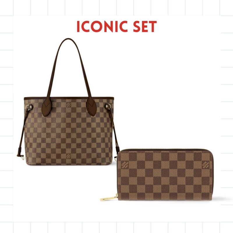 ICONIC SET: LOUIS VUITTON NEVERFULL GM DAMIER & ZIPPY WALLET DAMIER