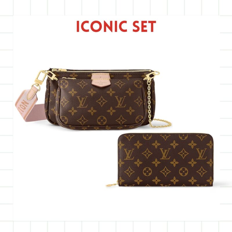 ICONIC SET: LOUIS VUITTON MULTI POCHETTE ACCESSOIRES & LONG DOUBLE ZIPPER WALLET