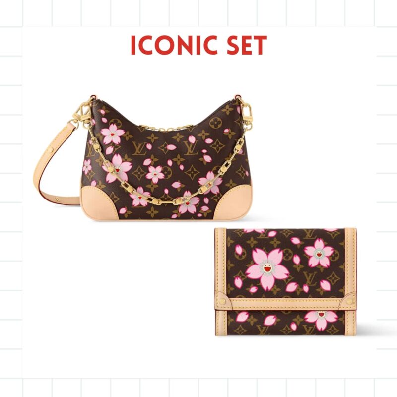 ICONIC SET: LOUIS VUITTON X TAKASHI MURAKAMI BOULOGNE SAKURA & VICTORINE WALLET SAKURA