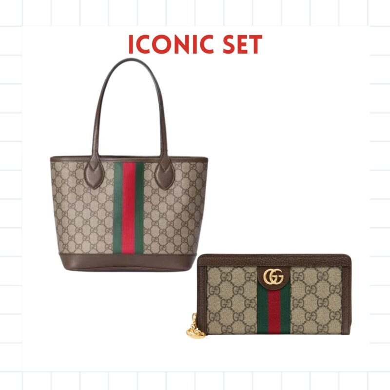 ICONIC SET: GUCCI OPHIDIA SMALL TOTE BAG & OPHIDIA ZIP AROUND WALLET