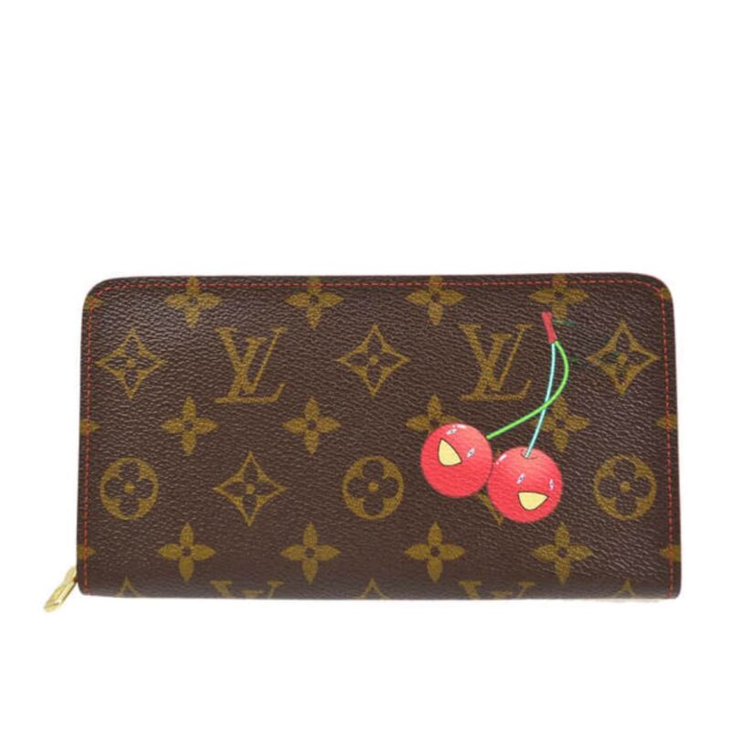 LOUIS VUITTON X TAKASHI MURAKAMI CHERRY PORTE MONNAIE ZIPPY WALLET BROWN 19CM M95006