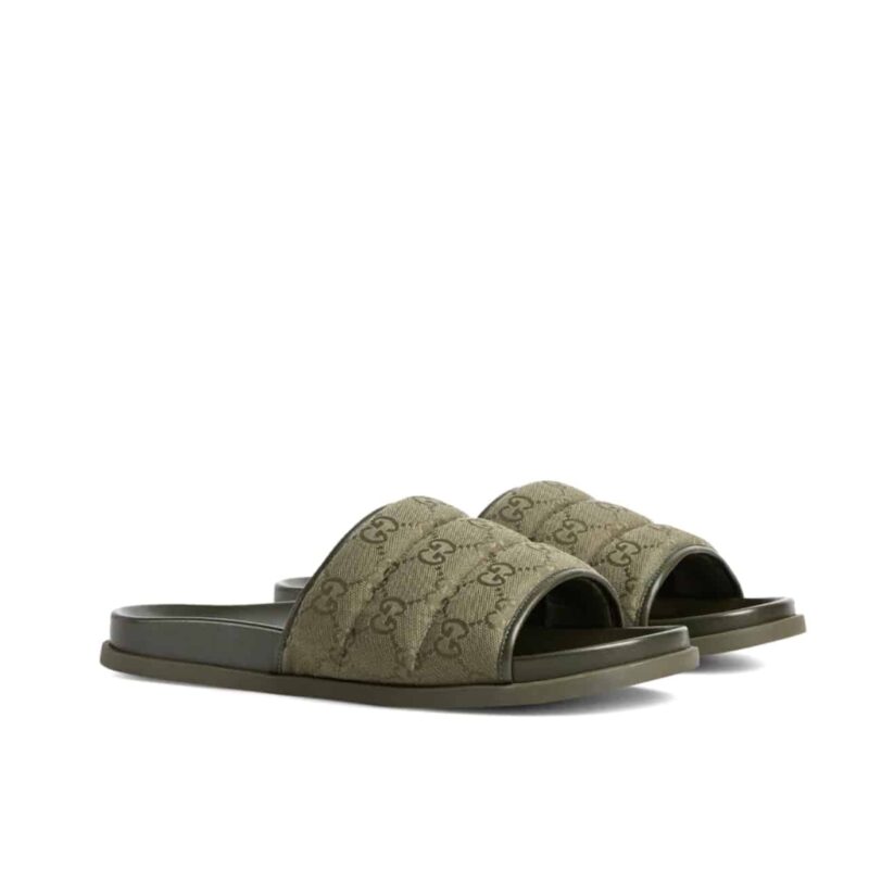 GUCCI MEN SLIDE SANDAL DARK GREEN 838089 FAD71 8746